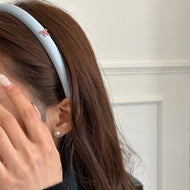 Korean Style High Skull Top Satin Blue Headband